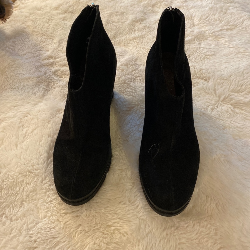 Black Suede Donald J Pliner Wedge Ankle Boot